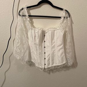 White Lace Corset with Sleeves